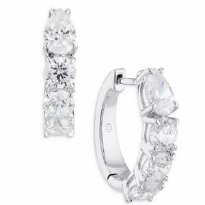 NADRI Hoop Huggies Earrings with CZ Stones prong set